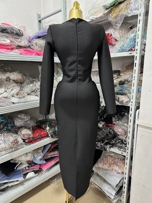 KIMSHEIN LS2672 Luxury Women Clothing Sexy Long Sleeve Diamond Party Dress Beaded Diamond Bandage Dress for End Events