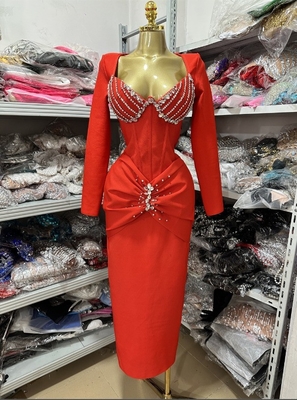 KIMSHEIN LS2672 Luxury Women Clothing Sexy Long Sleeve Diamond Party Dress Beaded Diamond Bandage Dress for End Events