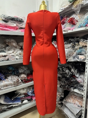 KIMSHEIN LS2672 Luxury Women Clothing Sexy Long Sleeve Diamond Party Dress Beaded Diamond Bandage Dress for End Events