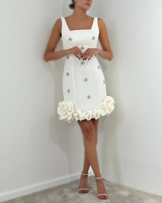 SB3463 Mini Pleated Edge Crystal Rhinestone Women's Floral Birthday Dress Fashion Bandage Dress with Mini Evening Design
