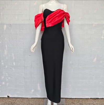 SB3468 Women's Polyester and Spandex Off-Shoulder Pleated Maxi Dress for Special Occasions