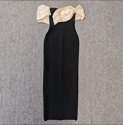 SB3468 Women's Polyester and Spandex Off-Shoulder Pleated Maxi Dress for Special Occasions