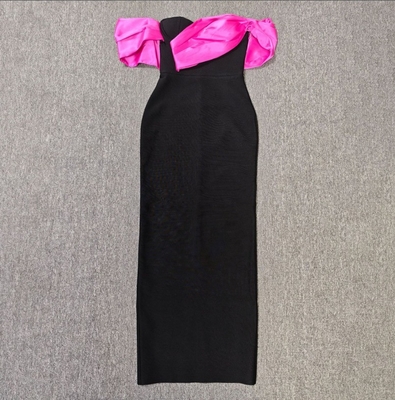 SB3468 Women's Polyester and Spandex Off-Shoulder Pleated Maxi Dress for Special Occasions
