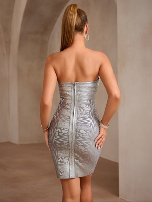 Kimshein Sexy Water Diamond Strapless Cocktail Dress Polyester/Spandex 7-Day Fast Sampling Mini Short Evening Dress