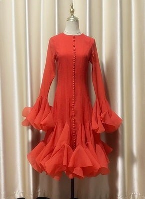 LS2526 Kimshein Women's Spring Fashion Long Sleeve Cute Cocktail Unique Midi Dress Elegant Dress with Back Projection Logo