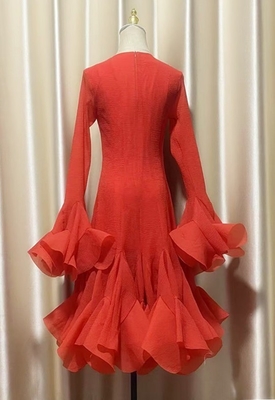 LS2526 Kimshein Women's Spring Fashion Long Sleeve Cute Cocktail Unique Midi Dress Elegant Dress with Back Projection Logo