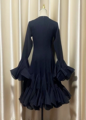 LS2526 Kimshein Women's Spring Fashion Long Sleeve Cute Cocktail Unique Midi Dress Elegant Dress with Back Projection Logo