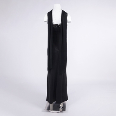 SB3469 Kimshein Fashion Women's V-Neck Elegant Sleeveless Silk Ribbon Long Evening Dress with Intelligent Tracking Support