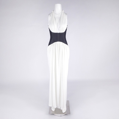 Kimshein Summer Women's V-Neck Elegant Slim Wrap Tie Sleeveless Long Dress in Soft Viscose Fabric for and Standards