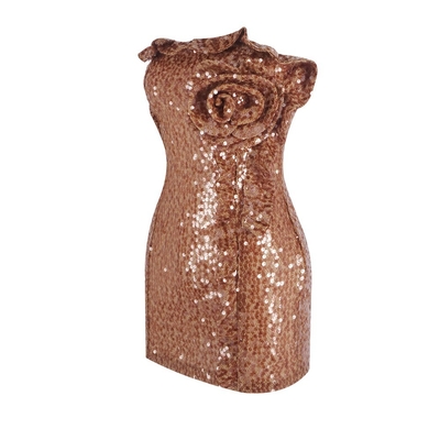 Shimmering Strapless Off-Shoulder Floral Bodycon Mini Dress with Natural Waistline 7-Day Fast Sampling and Needle Inspection
