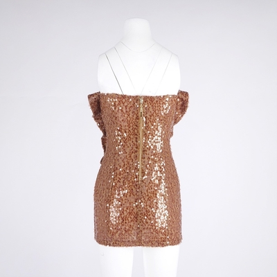 Shimmering Strapless Off-Shoulder Floral Bodycon Mini Dress with Natural Waistline 7-Day Fast Sampling and Needle Inspection