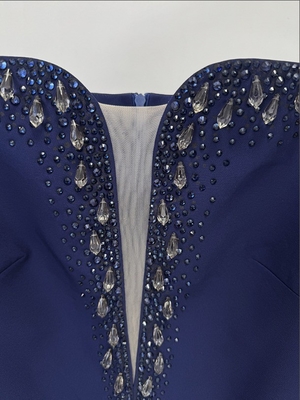LS2671 Women's Elegant Off-Shoulder Evening Dress with Customizable Logo and Dazzling Crystal Embellishments