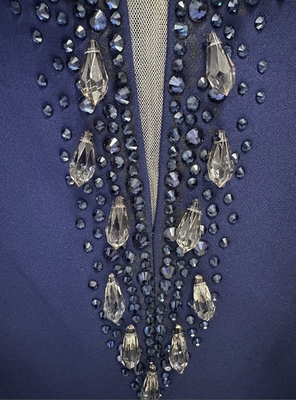 LS2671 Women's Elegant Off-Shoulder Evening Dress with Customizable Logo and Dazzling Crystal Embellishments