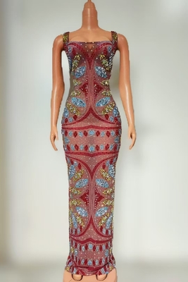 AD2559 Kimshein Handmade Sleeveless Mesh Ball Gown Natural Waistline and Square Collar for Women's Elegant Crystal Evening