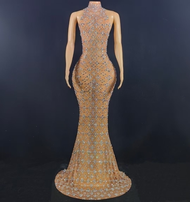 Brush Train AD2577 Luxurious Sleeveless Water Diamond Ball Gown Elegant Party Evening Dress for All Seasons
