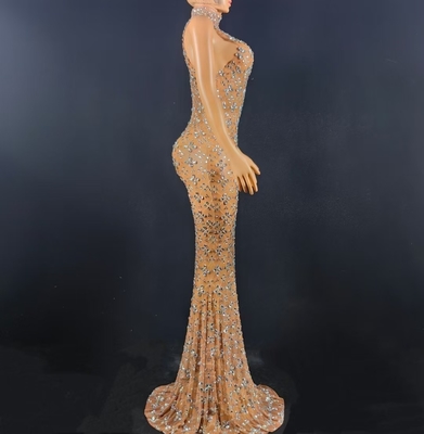 Brush Train AD2577 Luxurious Sleeveless Water Diamond Ball Gown Elegant Party Evening Dress for All Seasons