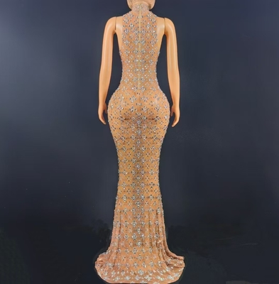 Brush Train AD2577 Luxurious Sleeveless Water Diamond Ball Gown Elegant Party Evening Dress for All Seasons
