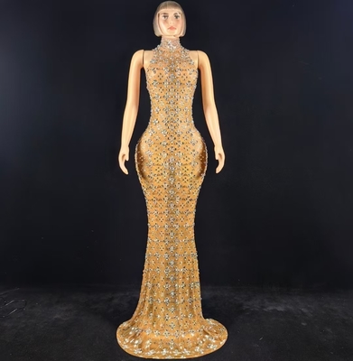 Brush Train AD2577 Luxurious Sleeveless Water Diamond Ball Gown Elegant Party Evening Dress for All Seasons