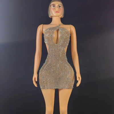 Crystal Decoration AD2579 Kimshein Luxury Bodycon Rhinestone Women's Short Birthday Party Dance Club Dress Mini Sexy Clubwear