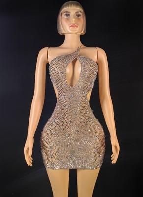 Crystal Decoration AD2579 Kimshein Luxury Bodycon Rhinestone Women's Short Birthday Party Dance Club Dress Mini Sexy Clubwear