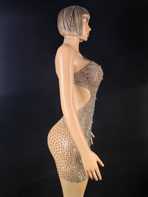 Crystal Decoration AD2579 Kimshein Luxury Bodycon Rhinestone Women's Short Birthday Party Dance Club Dress Mini Sexy Clubwear