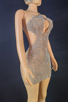 Crystal Decoration AD2579 Kimshein Luxury Bodycon Rhinestone Women's Short Birthday Party Dance Club Dress Mini Sexy Clubwear