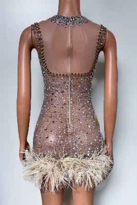 Guangdong AD2560 Feather-Embellished Shimmering Crystal Sequin Club Dress Perfect for in Guangdong Elegant and Luxurious