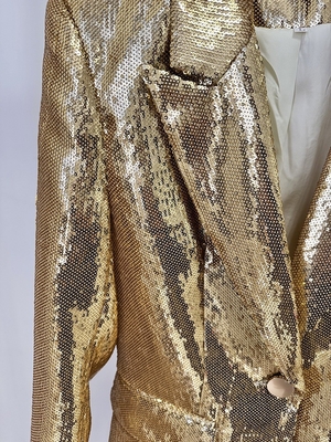 Eco-Friendly SR2417 Fashion Long Sleeve Casual Style Shiny Sequin Suit Jacket and Pants Set for Club Night Women's Suit