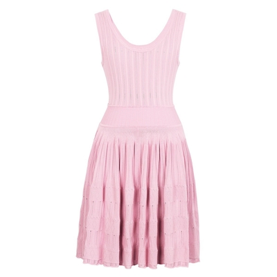 SR2411 Top Length Regular Sleeves Knitting Craft Yes Plus Size Women's Suit Set Sleeveless Short Dress 2-Piece Knit Suit