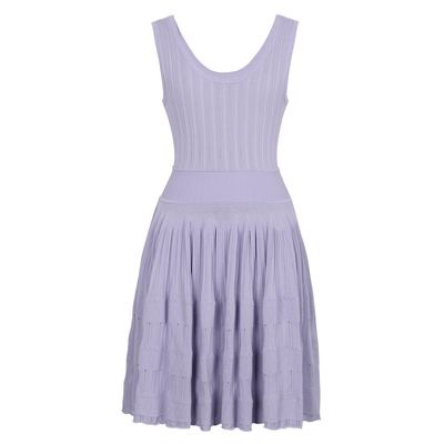 SR2411 Top Length Regular Sleeves Knitting Craft Yes Plus Size Women's Suit Set Sleeveless Short Dress 2-Piece Knit Suit