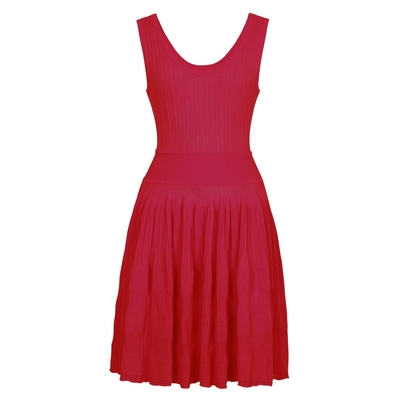 SR2411 Top Length Regular Sleeves Knitting Craft Yes Plus Size Women's Suit Set Sleeveless Short Dress 2-Piece Knit Suit