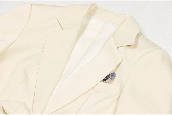 Kimshein SR2412 Spring Collection Deep V-neck Suit Jacket and Waist Belted Trousers for an Elegant Two-piece Set