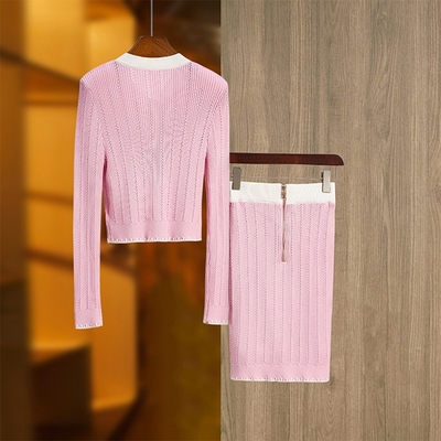 SR2413 Kimshein Elegant Long Sleeve V-Neck Two-Piece Women's Suit for Sophisticated and Fashionable Birthday Celebration