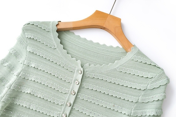 7-Day Fast Sampling SR2414 End Women's Fashion Suit with Ruffled Edge Knit Stretch Jacket and Skirt Set Quick-Drying