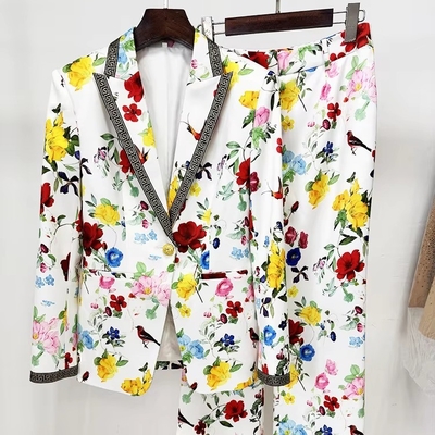 SR2410 Spring Fashion Women's Plus Size Printed Suit Pants Two-Piece Set Needle Detection Technology and Regular Sleeves