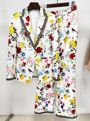 SR2410 Spring Fashion Women's Plus Size Printed Suit Pants Two-Piece Set Needle Detection Technology and Regular Sleeves