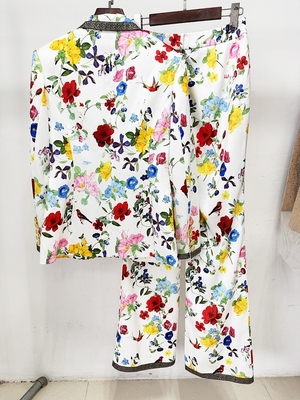 SR2410 Spring Fashion Women's Plus Size Printed Suit Pants Two-Piece Set Needle Detection Technology and Regular Sleeves