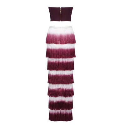 TOP SS2400 Summer Women's Sleeveless Vest Two-Piece Set with Tassel Details Accents and Embellishments