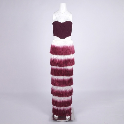 TOP SS2400 Summer Women's Sleeveless Vest Two-Piece Set with Tassel Details Accents and Embellishments