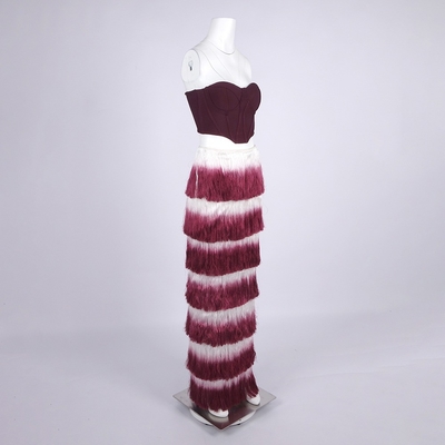 TOP SS2400 Summer Women's Sleeveless Vest Two-Piece Set with Tassel Details Accents and Embellishments