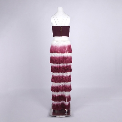 TOP SS2400 Summer Women's Sleeveless Vest Two-Piece Set with Tassel Details Accents and Embellishments