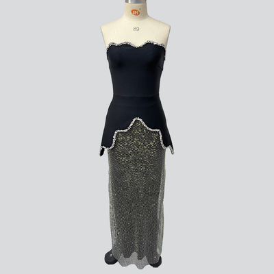 Guangdong SS2399 2-Piece Women's Luxurious Dress Set with Beaded Decoration Summer Collection