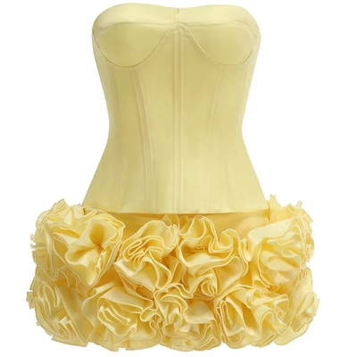 SS2398 Kimshein Summer Fashion 3D Rose Crop Top Mini Two-Piece Dress with None Printing Method Made of Polyester/Cotton