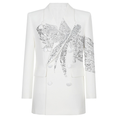 100 BA2353 Spring and Autumn Women's Elegant Beaded Decoration Formal Sports Jacket with Zipper Closure in Multiple Sizes