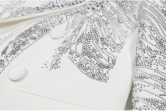 100 BA2353 Spring and Autumn Women's Elegant Beaded Decoration Formal Sports Jacket with Zipper Closure in Multiple Sizes