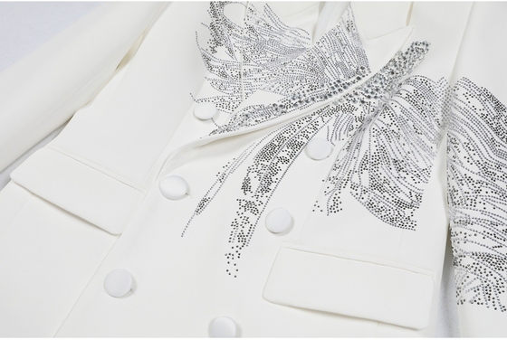 100 BA2353 Spring and Autumn Women's Elegant Beaded Decoration Formal Sports Jacket with Zipper Closure in Multiple Sizes
