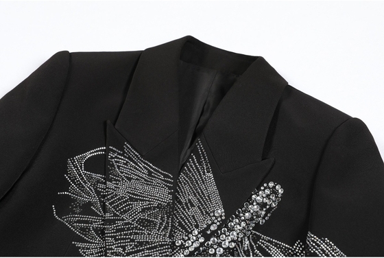 100 BA2353 Spring and Autumn Women's Elegant Beaded Decoration Formal Sports Jacket with Zipper Closure in Multiple Sizes
