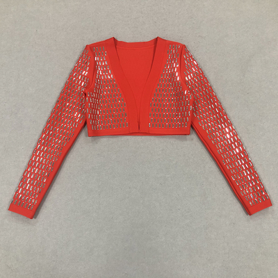 BA2343 Kimshein Fashion Women's Banquet Crystal Diamond Band Sport Jacket Full Sleeve Guangdong Origin Made in Guangdong