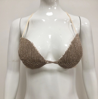 Other Type Lining TS2273 Kimshein Summer Beaded Crystal Trim Bra Top for Women Glittering and Alluring Party Garment