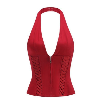 TS2272 Sexy Tight Bustier Party Outfit with Backless Cut and Breathable Design String Decoration